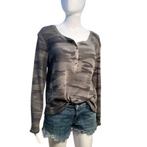 Splendid Forever Thermal Camo Long Sleeve Henley